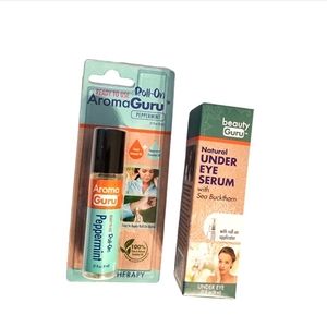Set of two Guru roll on peppermint oil and under eye serum all natural